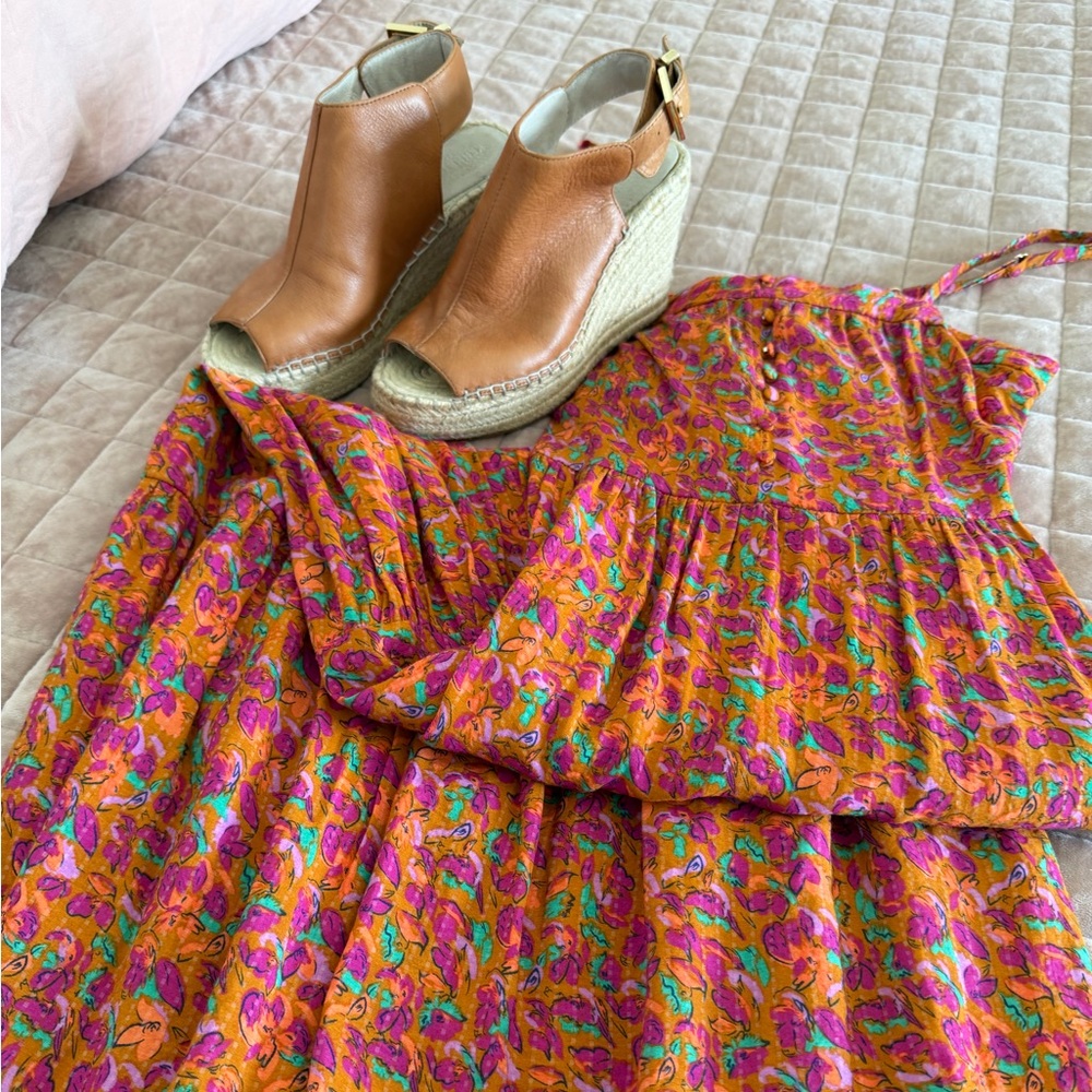 Kenneth Cole leather sling back wedge Espadrille